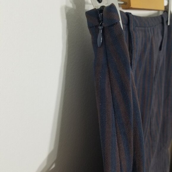 Tristan & Iseut Cotton & Linen Vintage Striped Button-Front Midi Skirt - Picture 6 of 11